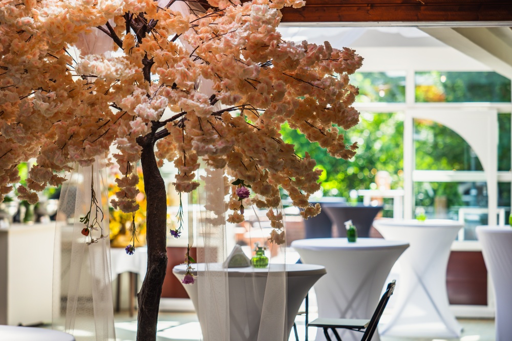 feestzaal gedecoreerd